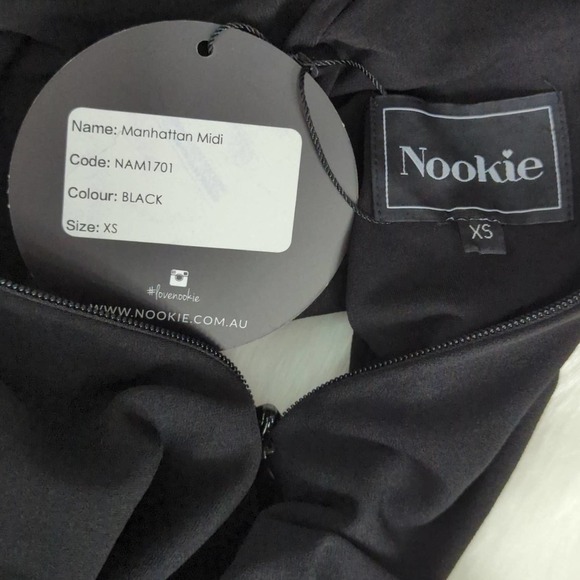 Nookie Manhattan Black Cutout Front Collar‎ Bodycon Midi  Dress | NWT | XS - Picture 11 of 12